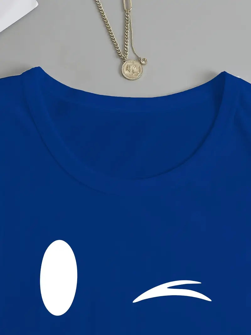 Odalina | Casual Smiley Wink Printed T-Shirt